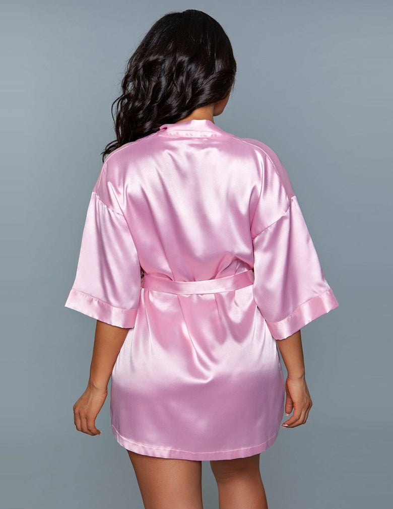 Be Wicked 1947 Rose Pink Getting Ready Satin Robe back view