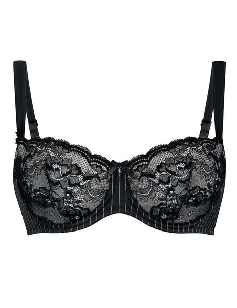 Anita Rosa Faia Fleur Black Non-Padded Wired Full Cup Bra - 34H (FF UK) Lace Overlay Design