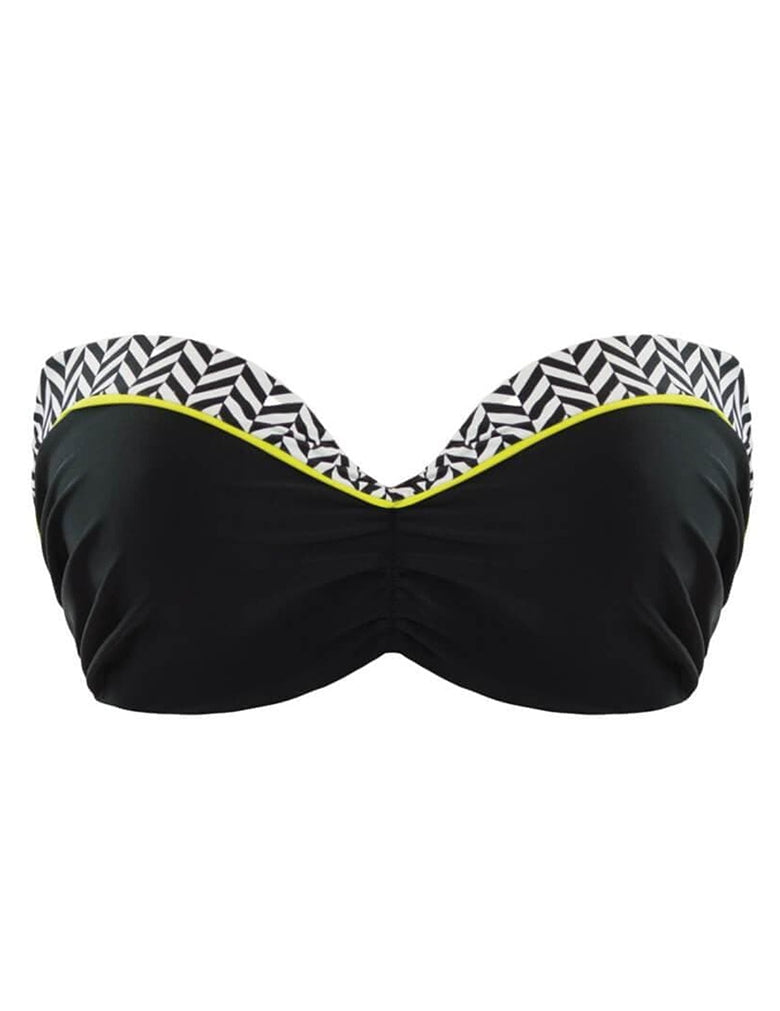 Curvy Kate Hypnotic CS3641 Bandeau Bikini Top Monochrome/Olive Swimwear cutout