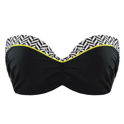 Curvy Kate Hypnotic CS3641 Bandeau Bikini Top Monochrome/Olive Swimwear cutout
