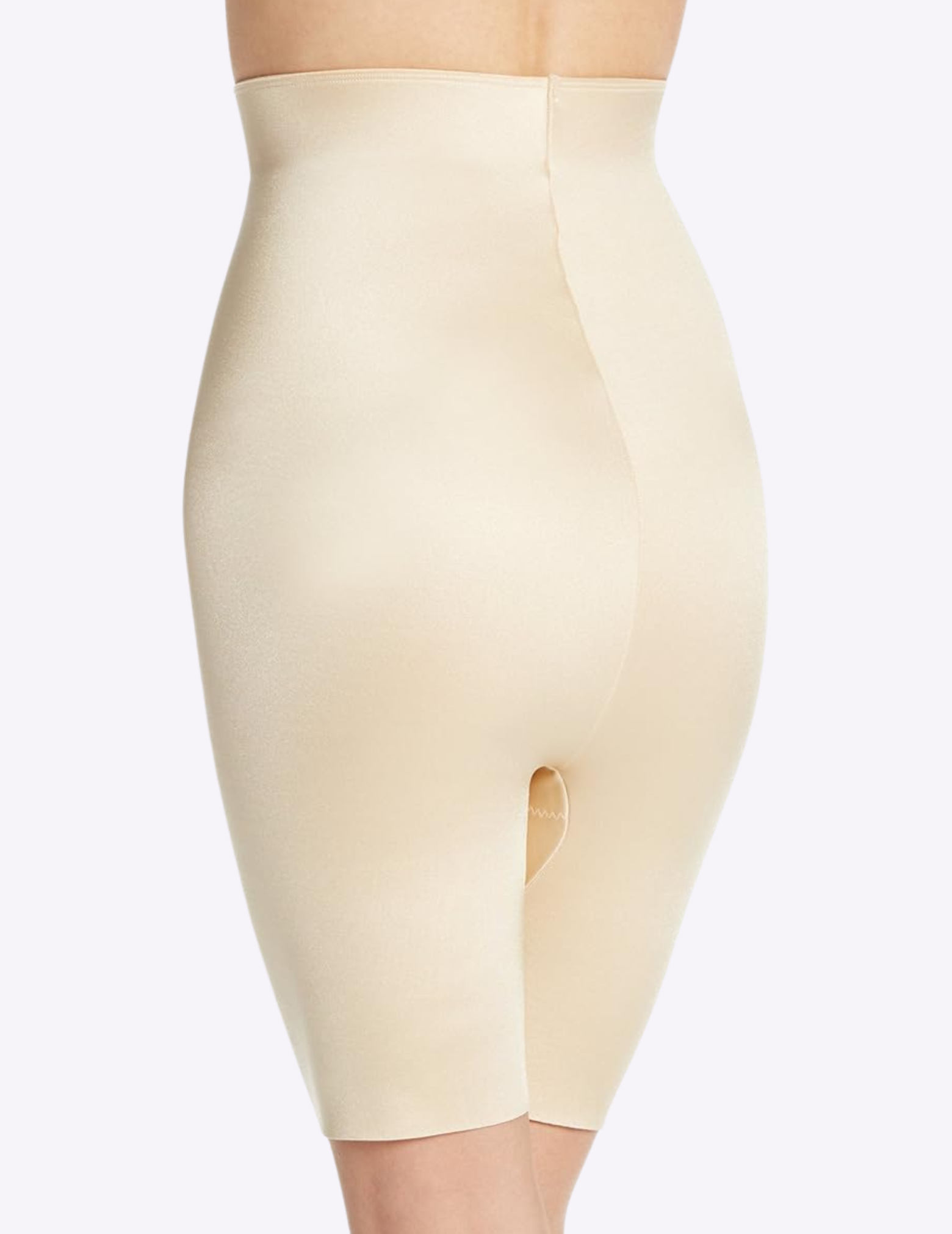 Back view of a model wearing Rago 009 honey beige biker shorts