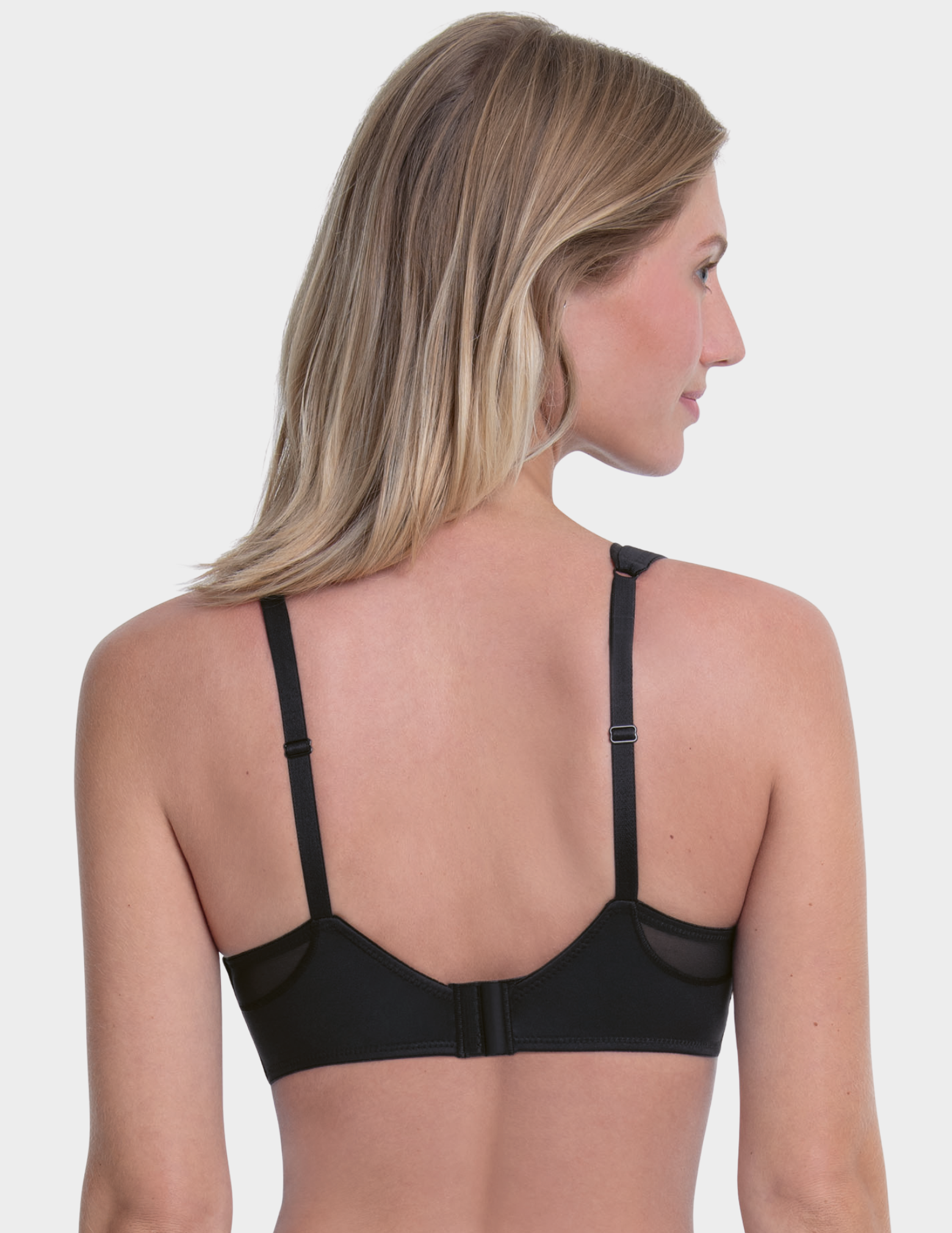 Back view of a model wearing an Anita Twin Firm bra in color Black
