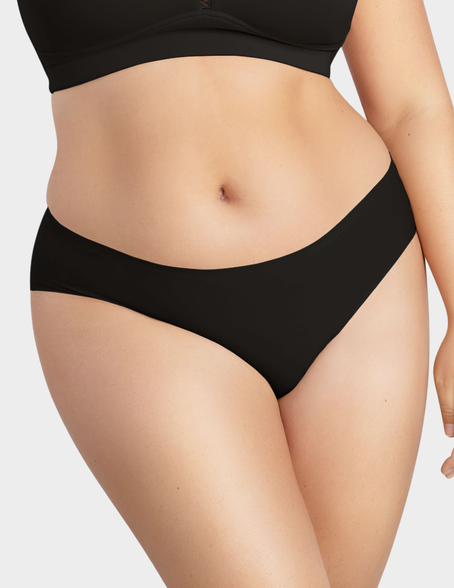 Front view of a model wearing Parfait Bonded hipster panty in mid nude