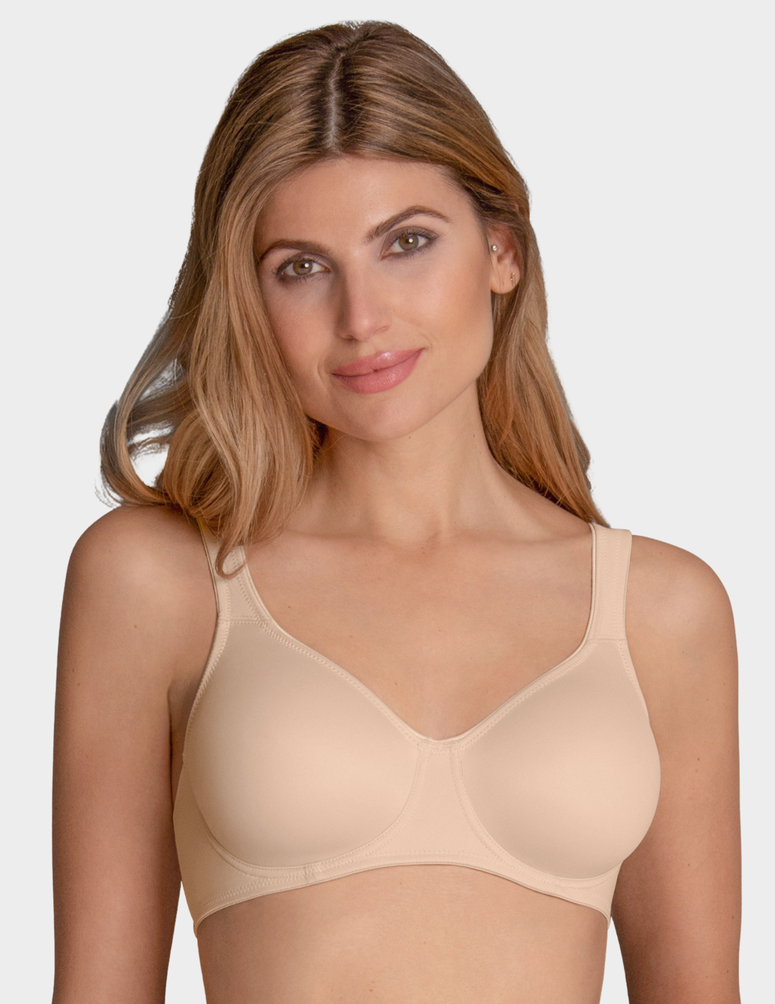 Front view of a model wearing an Anita Twin bra in color Desert