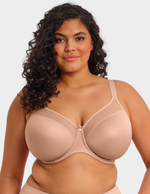Front view of a model wearing Elomi Smooth bra in Sahara