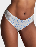 Front view of a model wearing Panache Cherie brazilian panty in vintage floral