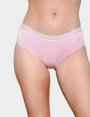 Front view of a model wearing pink underwear