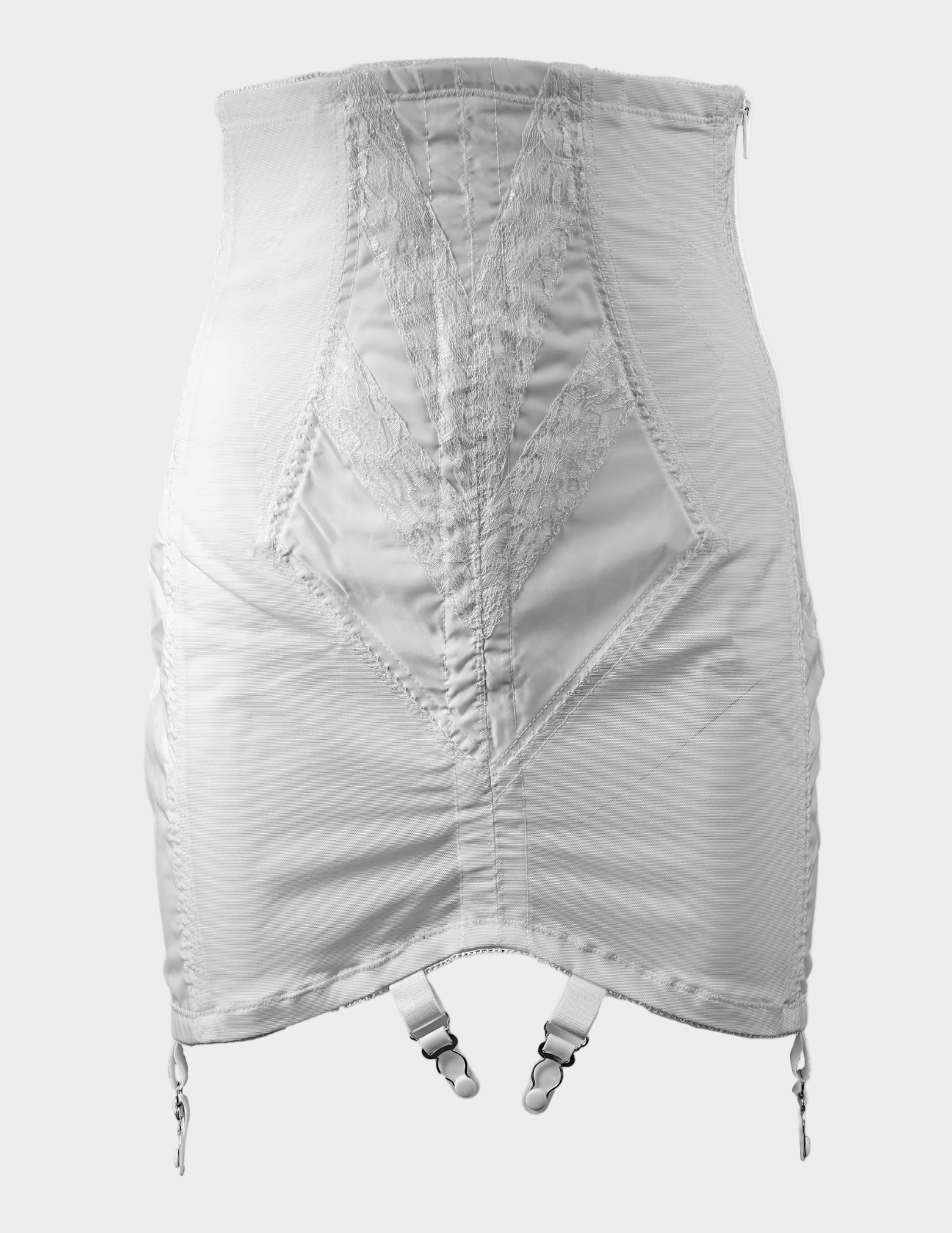 front view of white Rago 1294 open bottom girdle on a white background