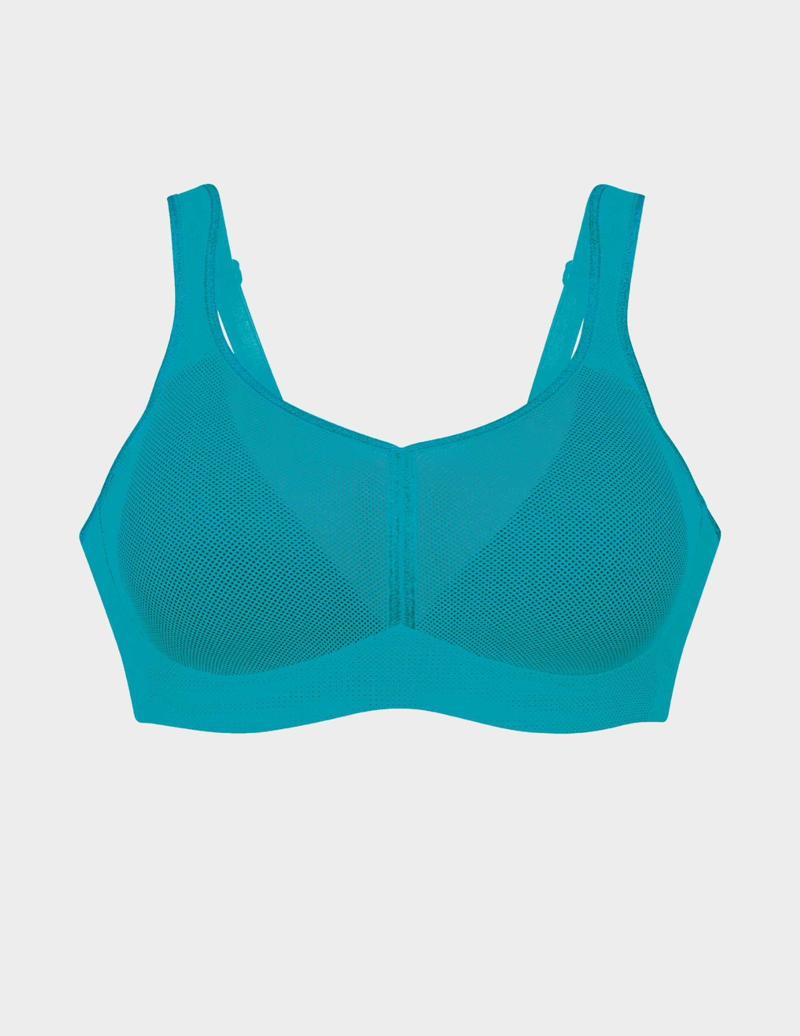 Front view of Anita Air Control sports bra in color Peacock