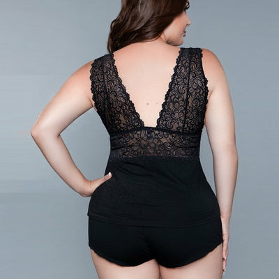 Be Wicked 1851 Black Orian 2 Piece Lace Plunging Neckline top back view