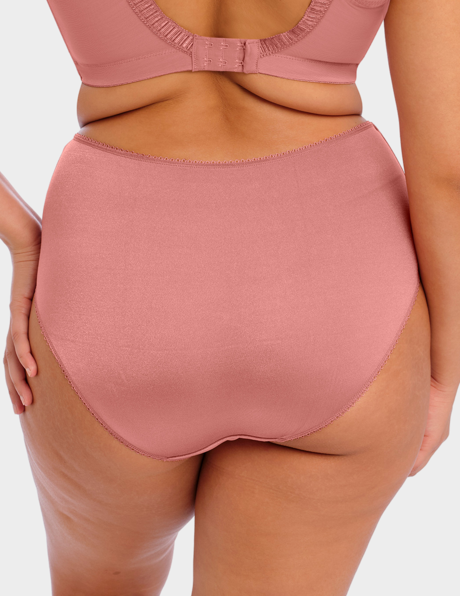 Back view of a model wearing Elomi Cate brief in rosewood