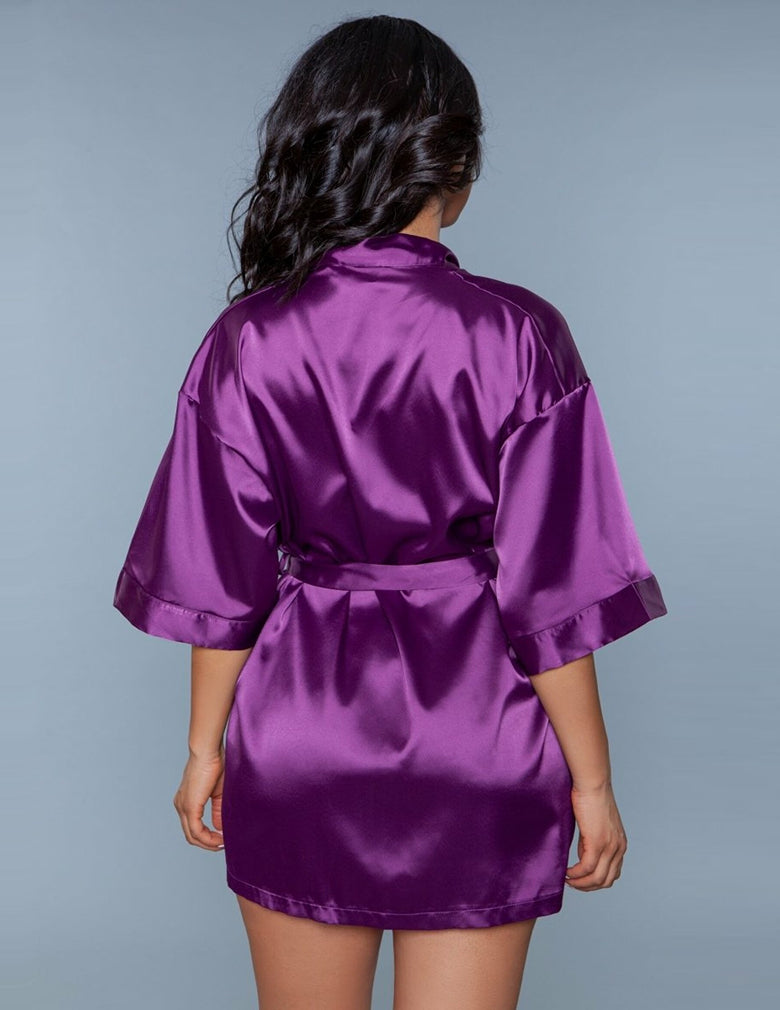 Be Wicked 1947 Burgundy Getting Ready Satin Robe back view