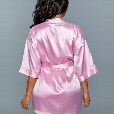 Be Wicked 1947 Rose Pink Getting Ready Satin Robe back view