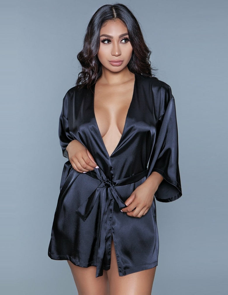 Be Wicked 1964 Black Amora Robe front view