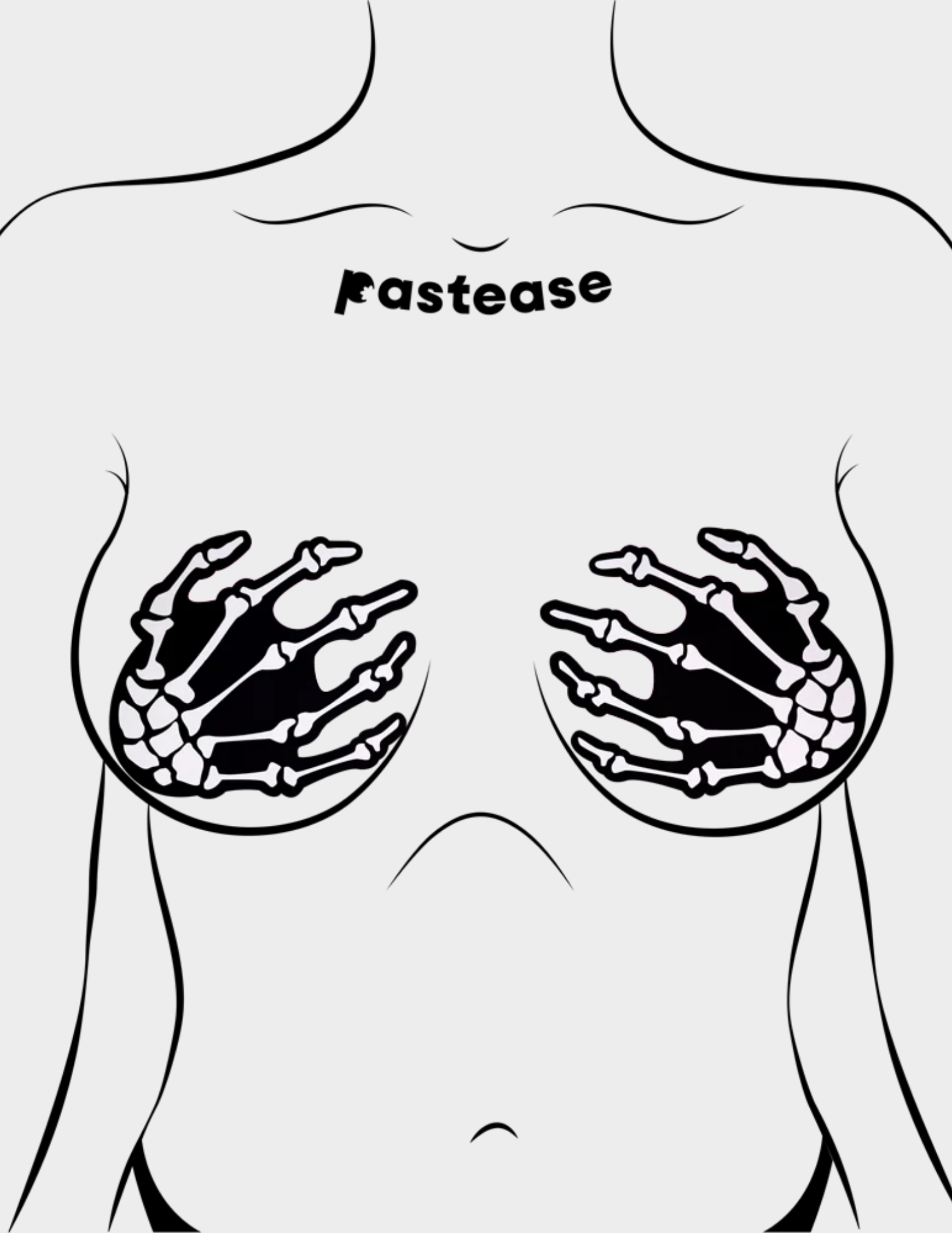 White Boney Skeleton Hands Nipple Covers