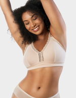 Front view of a model wearing Parfait Dalis bralette in Bare