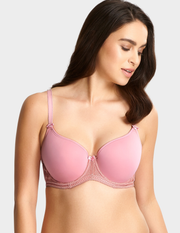 Front view of a model wearing Panache Cari t shirt bra in blossom