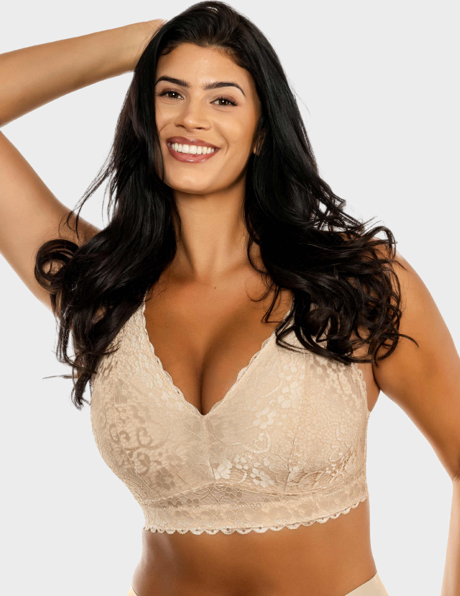 Front view of a model wearing Parfait Adriana bralette in Bare