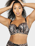 Front view of a model wearing Parfait Charlotte bra in Leopard Brown