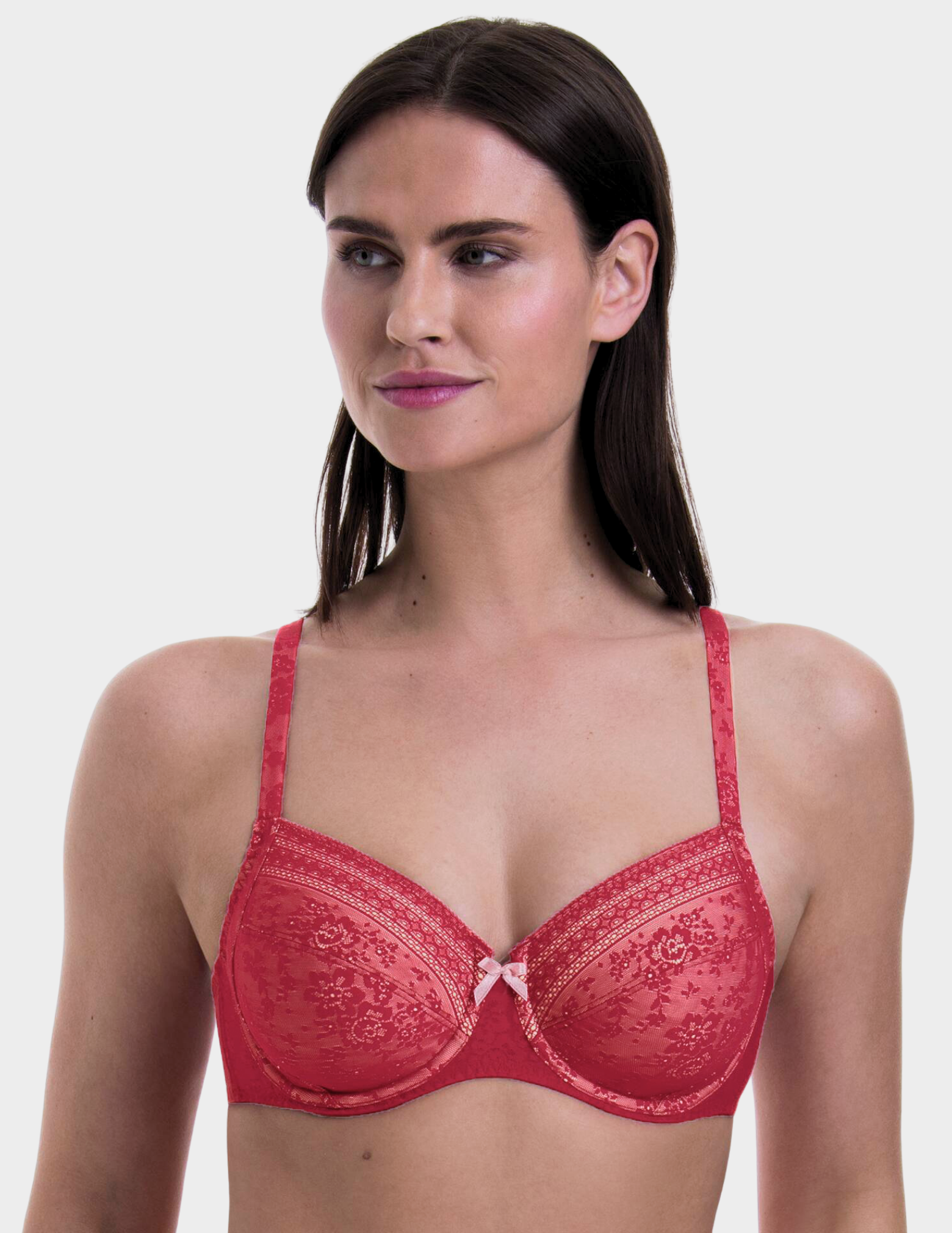 Front view of a model wearing Anita Fleur bra in color Cherry