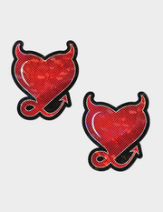 Red Glitter Hearts with Devil Nipple Covers