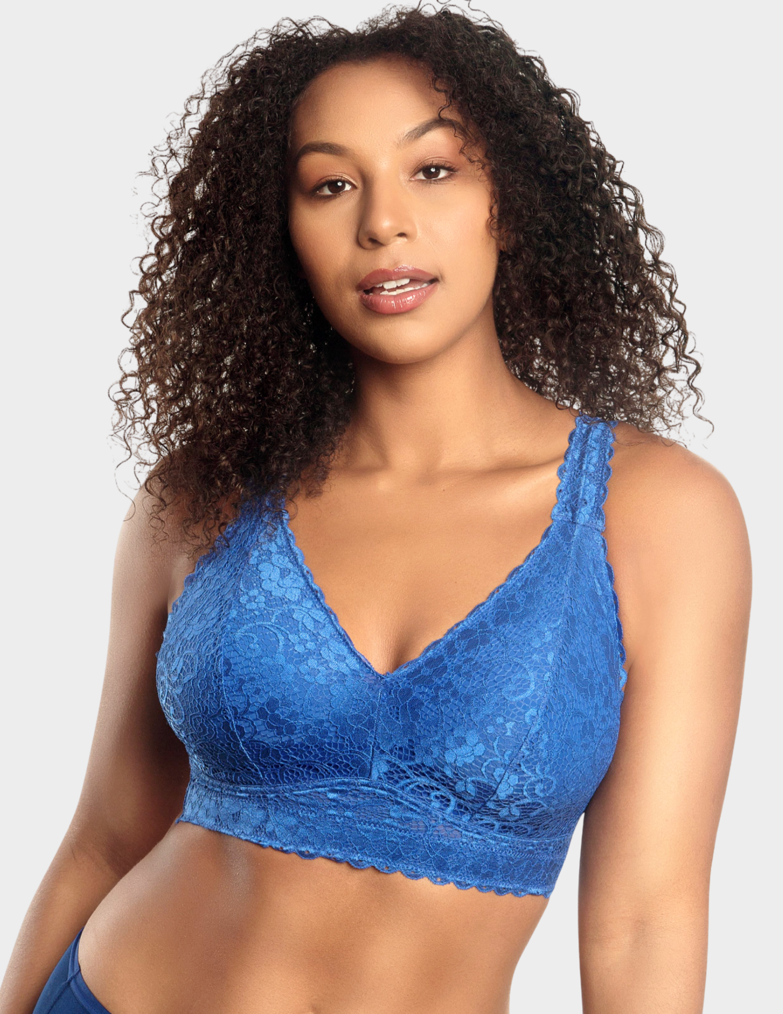 Front view of a model wearing Parfait Adriana bralette in Sapphire