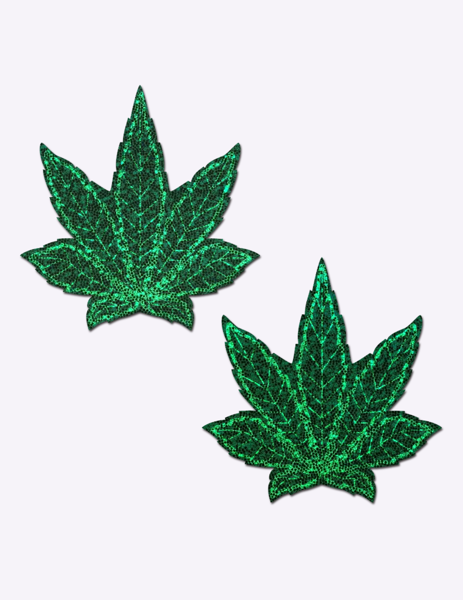 Indica Pot Leaf Glitter Green Nipple Covers