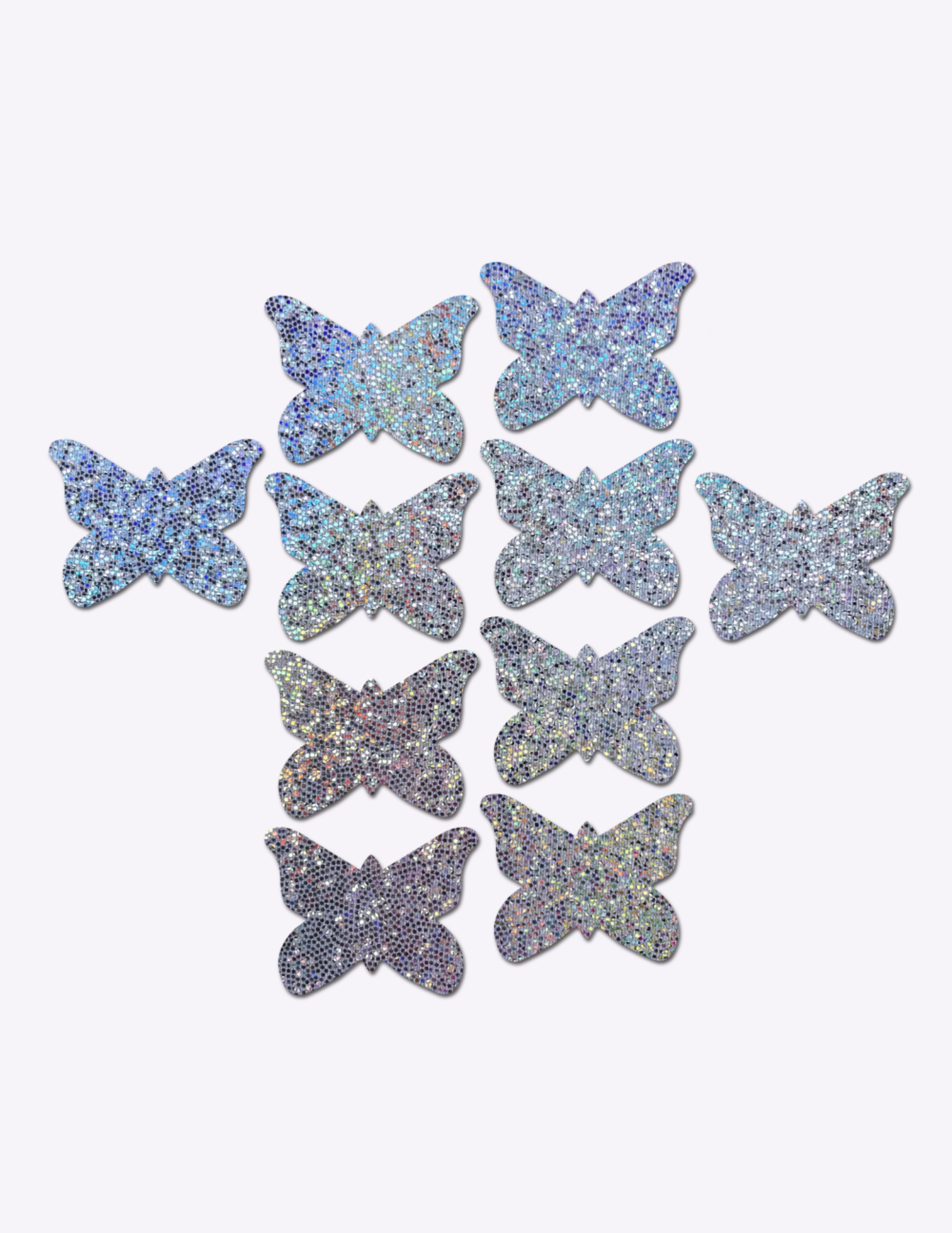 10 Mini Silver Glitter Butterfly Nipple Covers