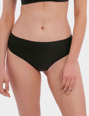 Front view of a model wearing Fantasie Smoothease thong in Black