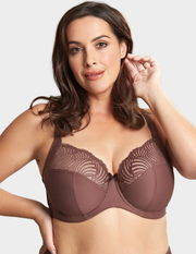 Front view of a model wearing Sculptresse Arianna bra in Warm Chestnut