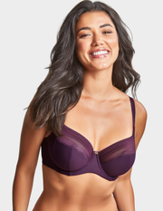Front view of a model wearing Panache Serene bra in Aubergine