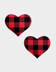 Buffalo Plaid Red Heart Nipple Covers