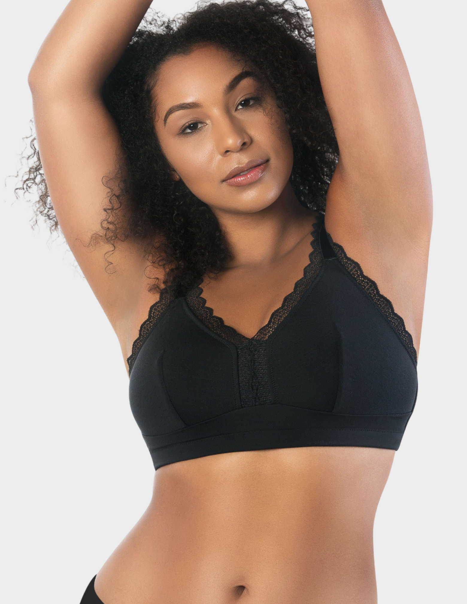 Front view of a model wearing Parfait Dalis bralette in Black