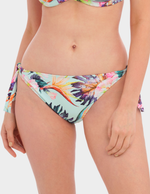 Front view of a model wearing Fantasie Paradiso tie swim brief in Soft Mint