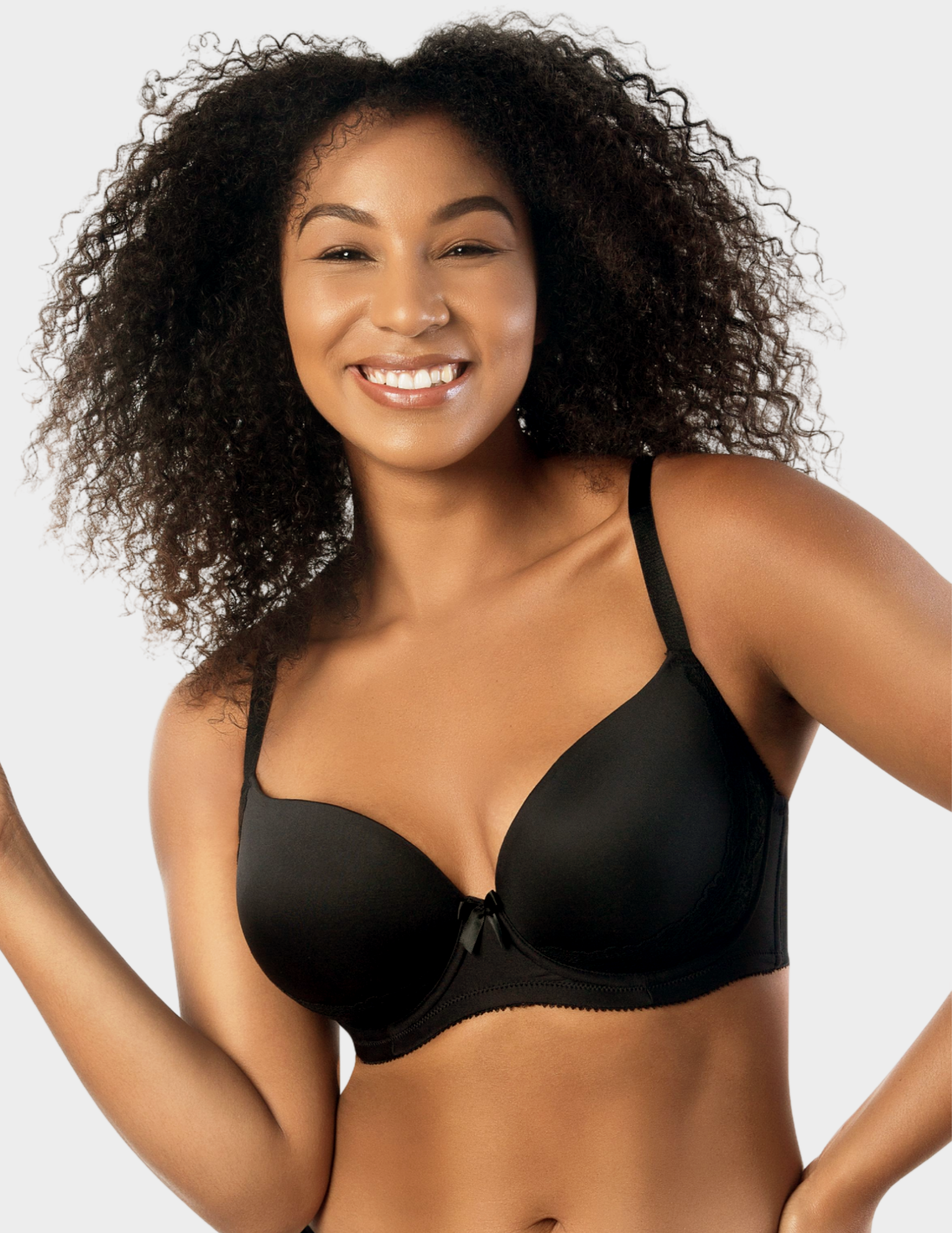 Front view of a model wearing Parfait Casey plunge bra in Black