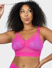 Front view of a model wearing Parfait Mia bralette in Bright Pink