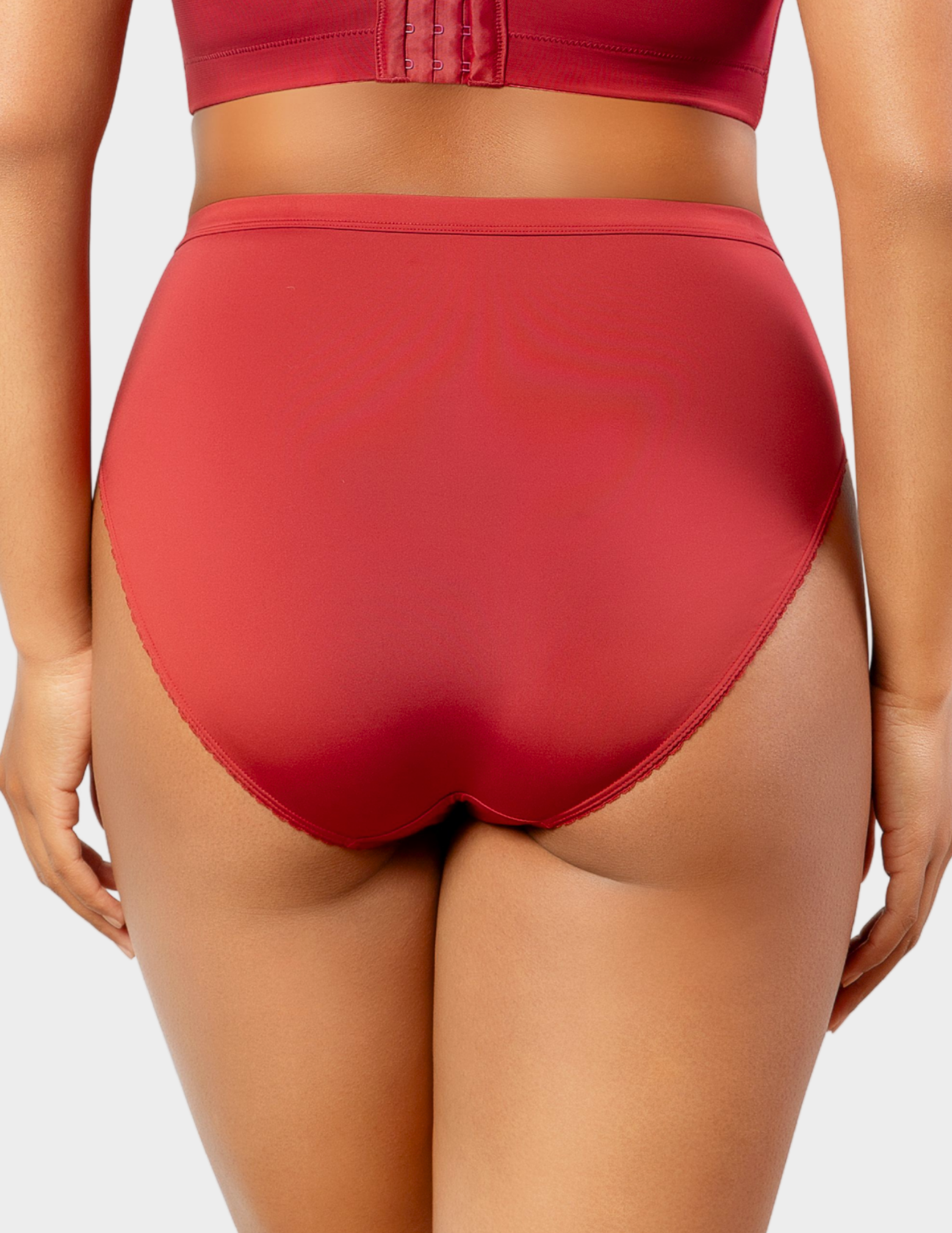 Back view of a model wearing Parfait Micro Dressy panty in rio red