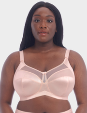 Front view of a model wearing Goddess Keira soft cup bra in Pearl Blush