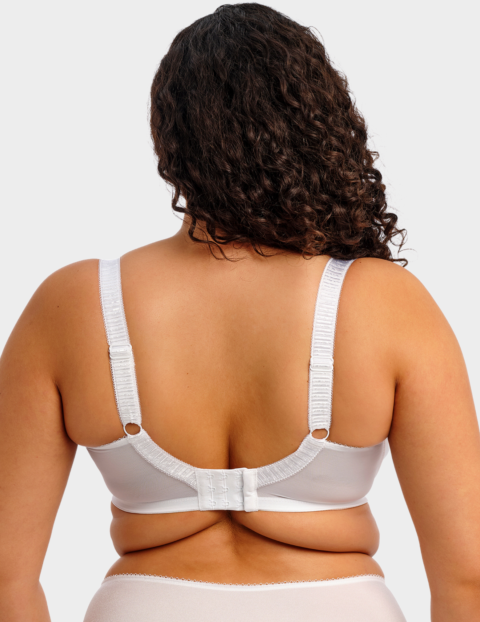 Back view of a model wearing Elomi Cate bra in white