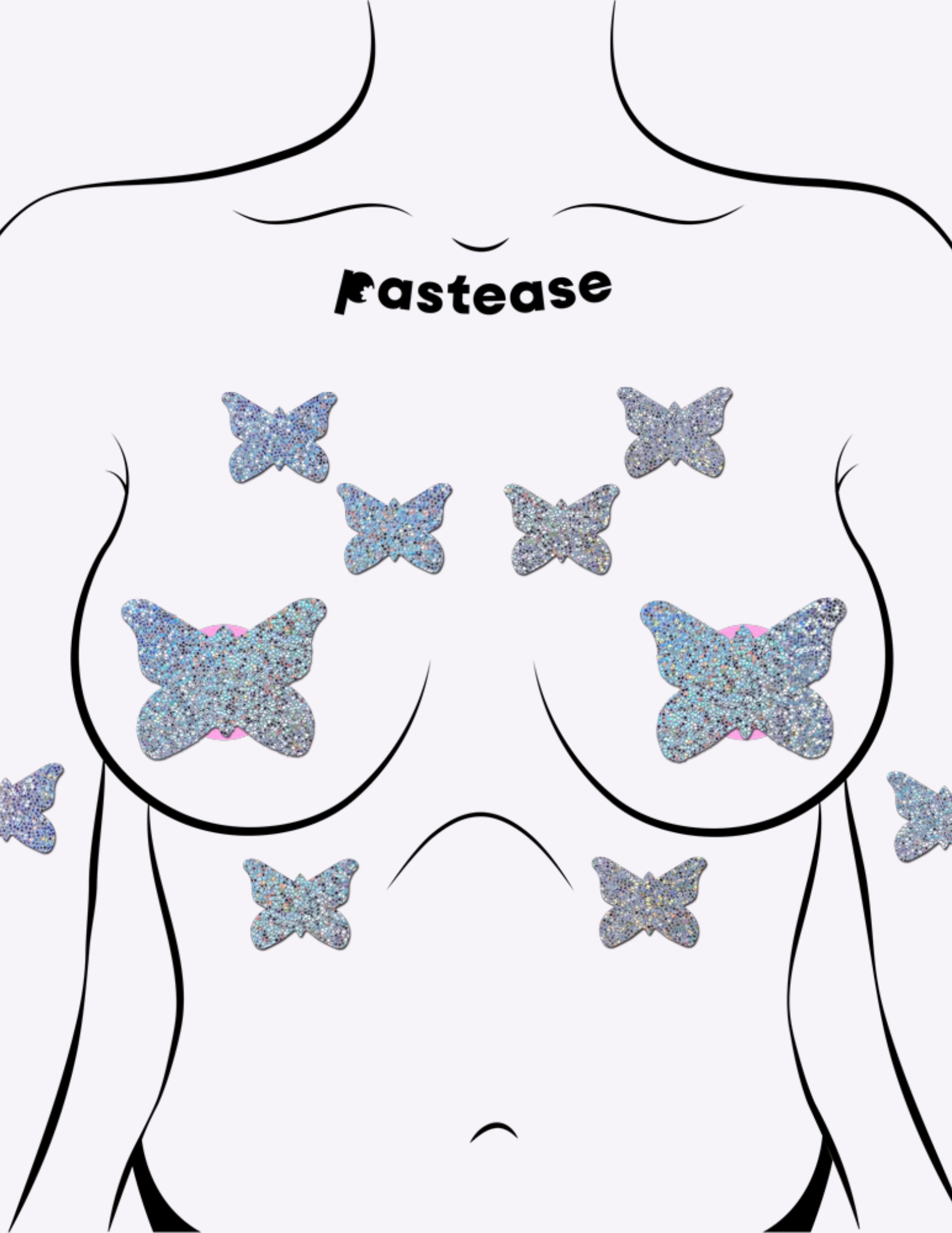 10 Mini Silver Glitter Butterfly Nipple Covers