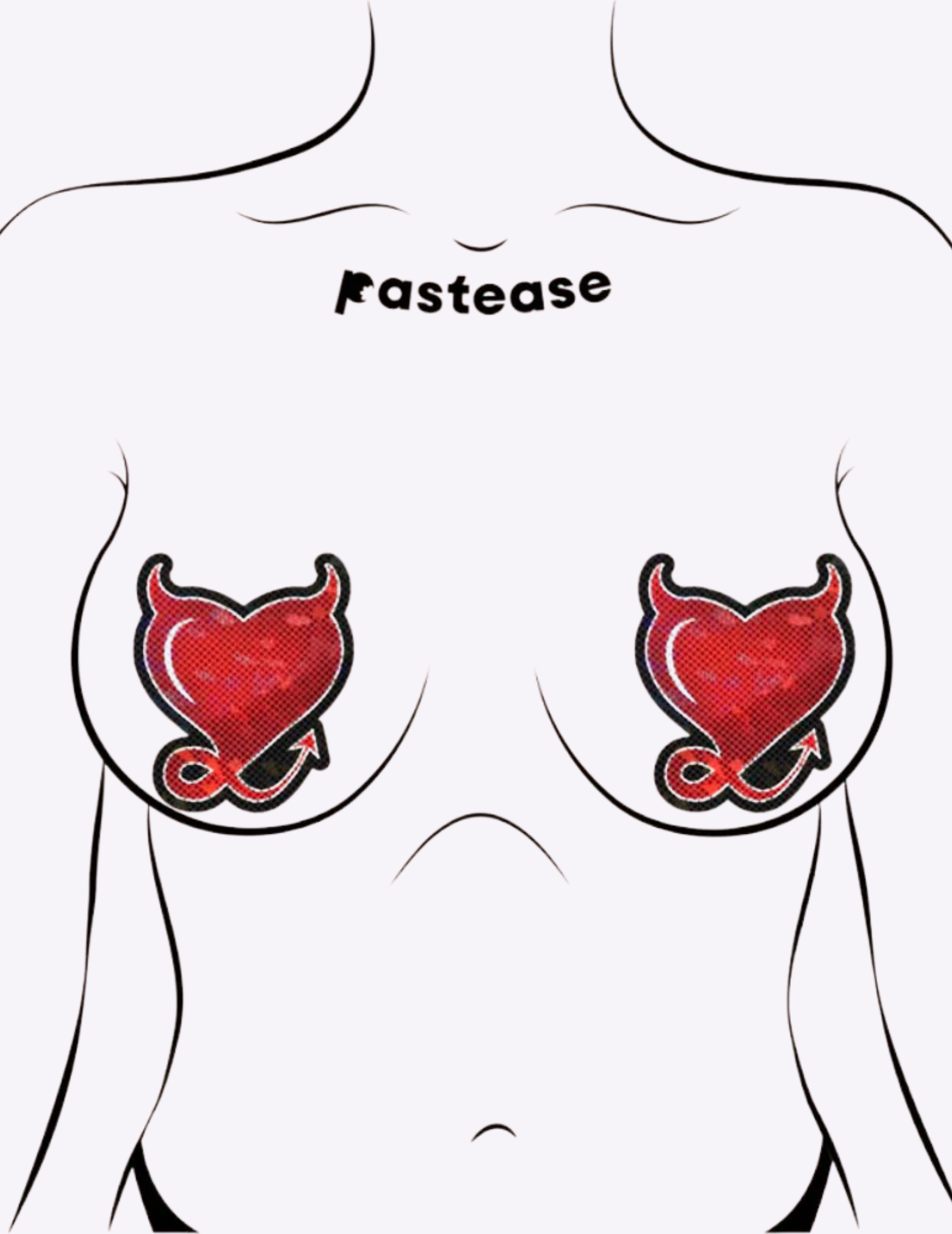 Red Glitter Hearts with Devil Nipple Covers