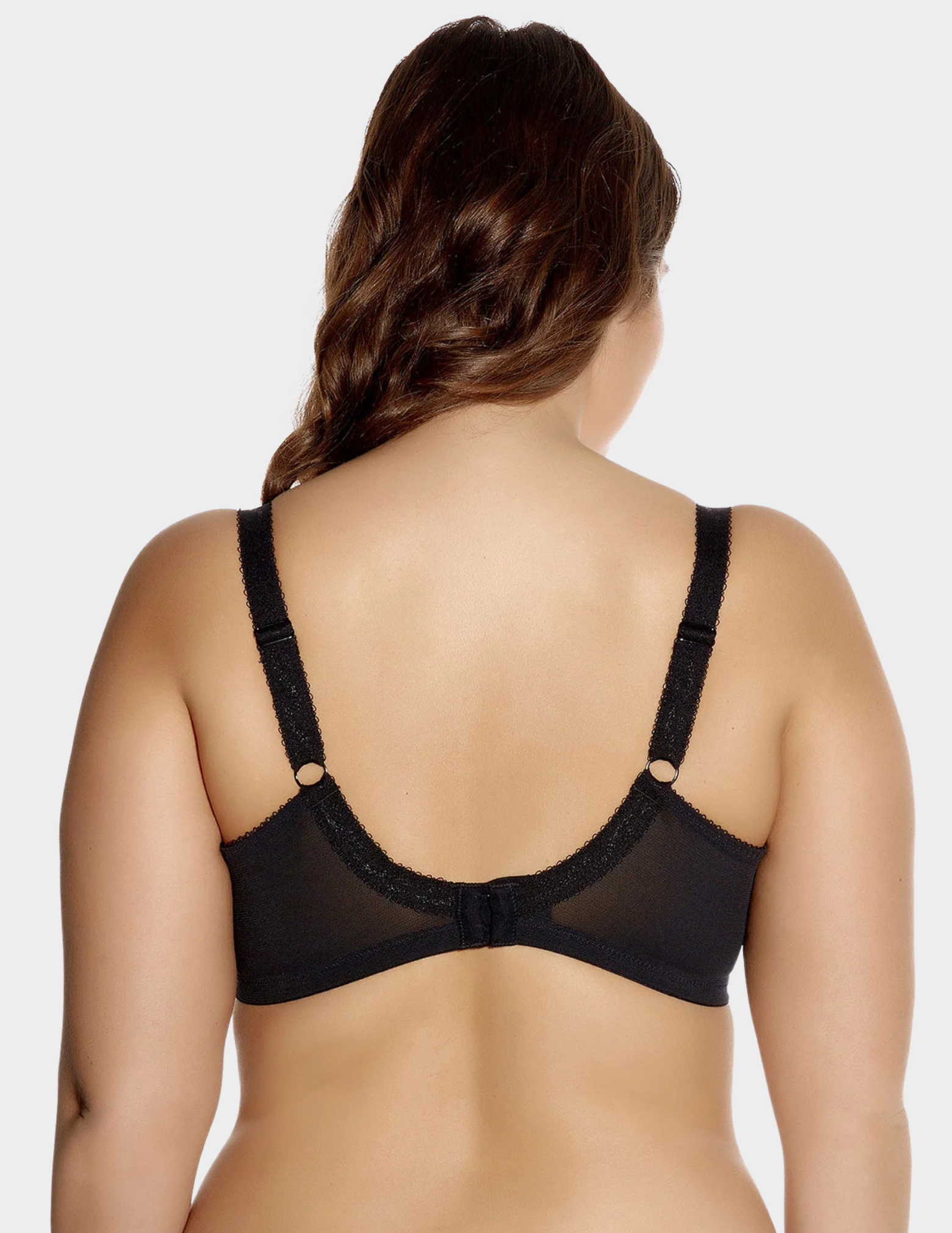 Back view of a model wearing Goddess Adelaide bra in black