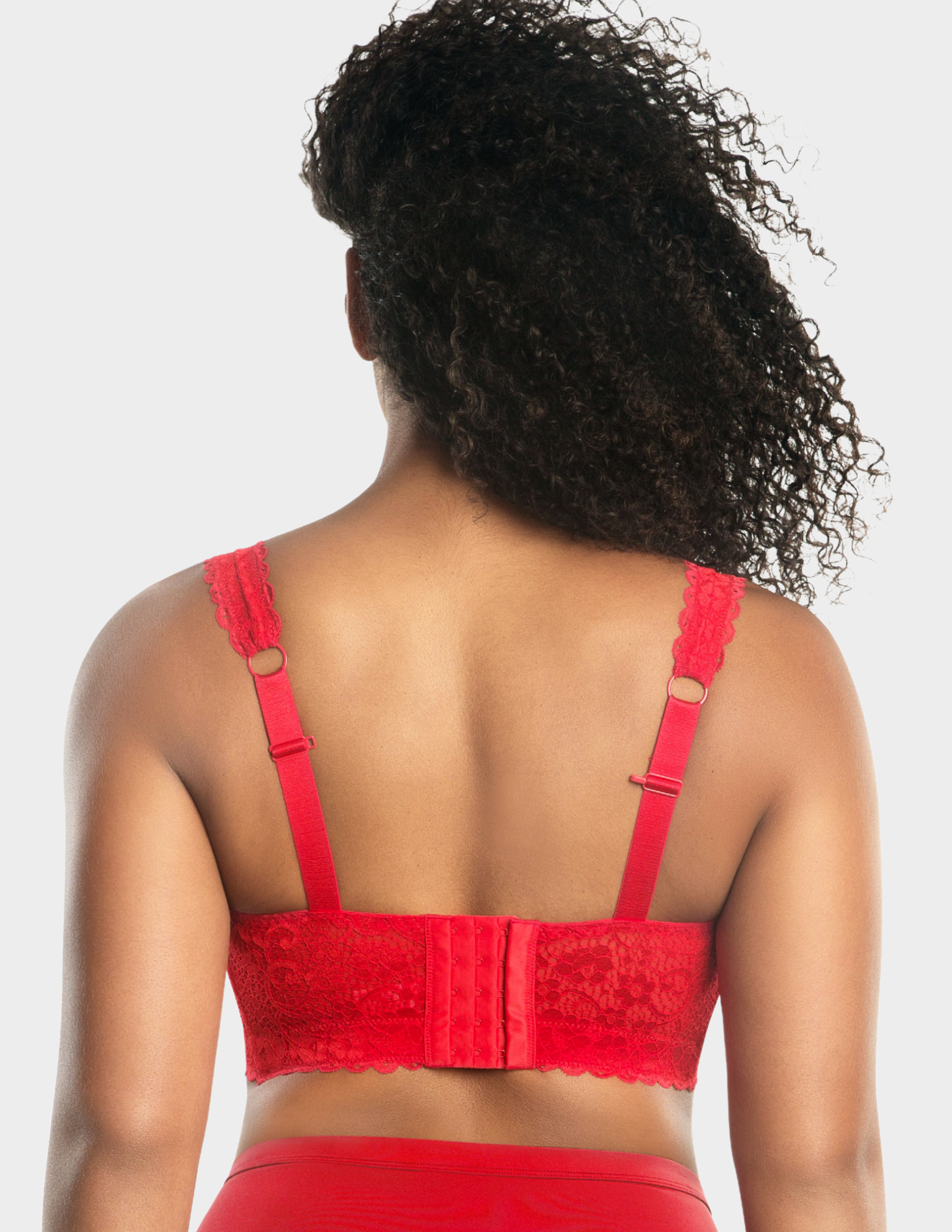 Back view of a model wearing Parfait Adriana bralette in Racing Red