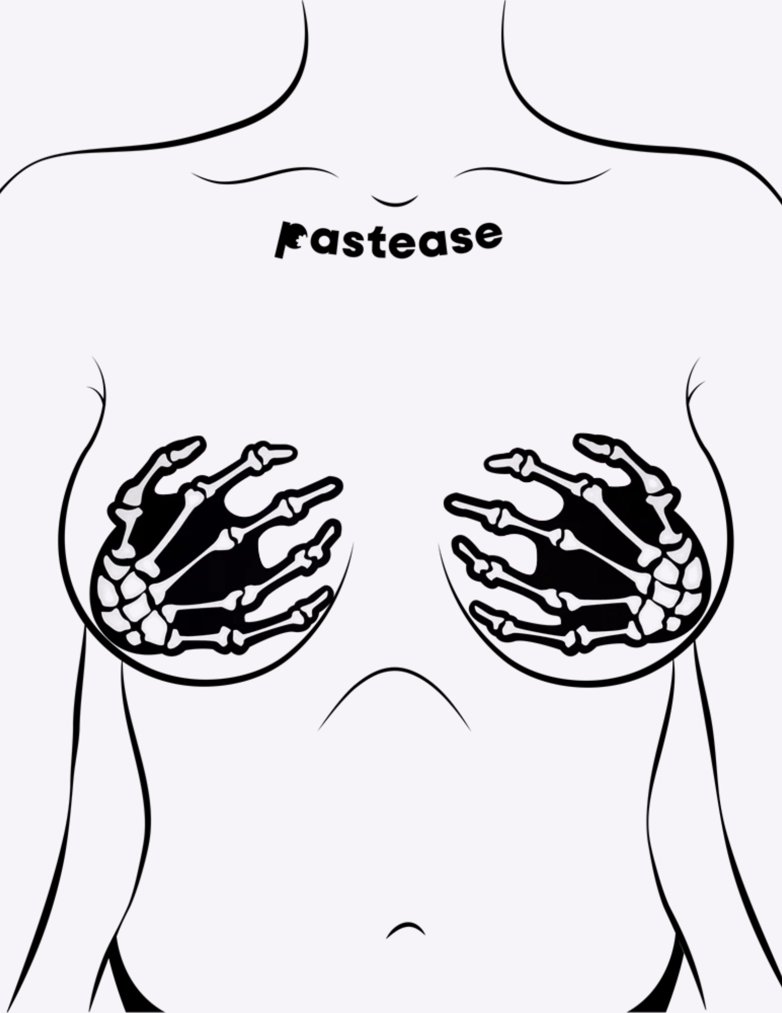 White Boney Skeleton Hands Nipple Covers