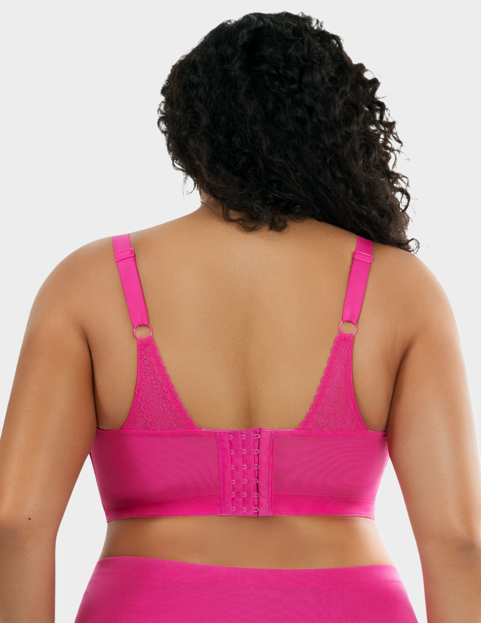 Back view of a model wearing Parfait Mia bralette in Bright Pink