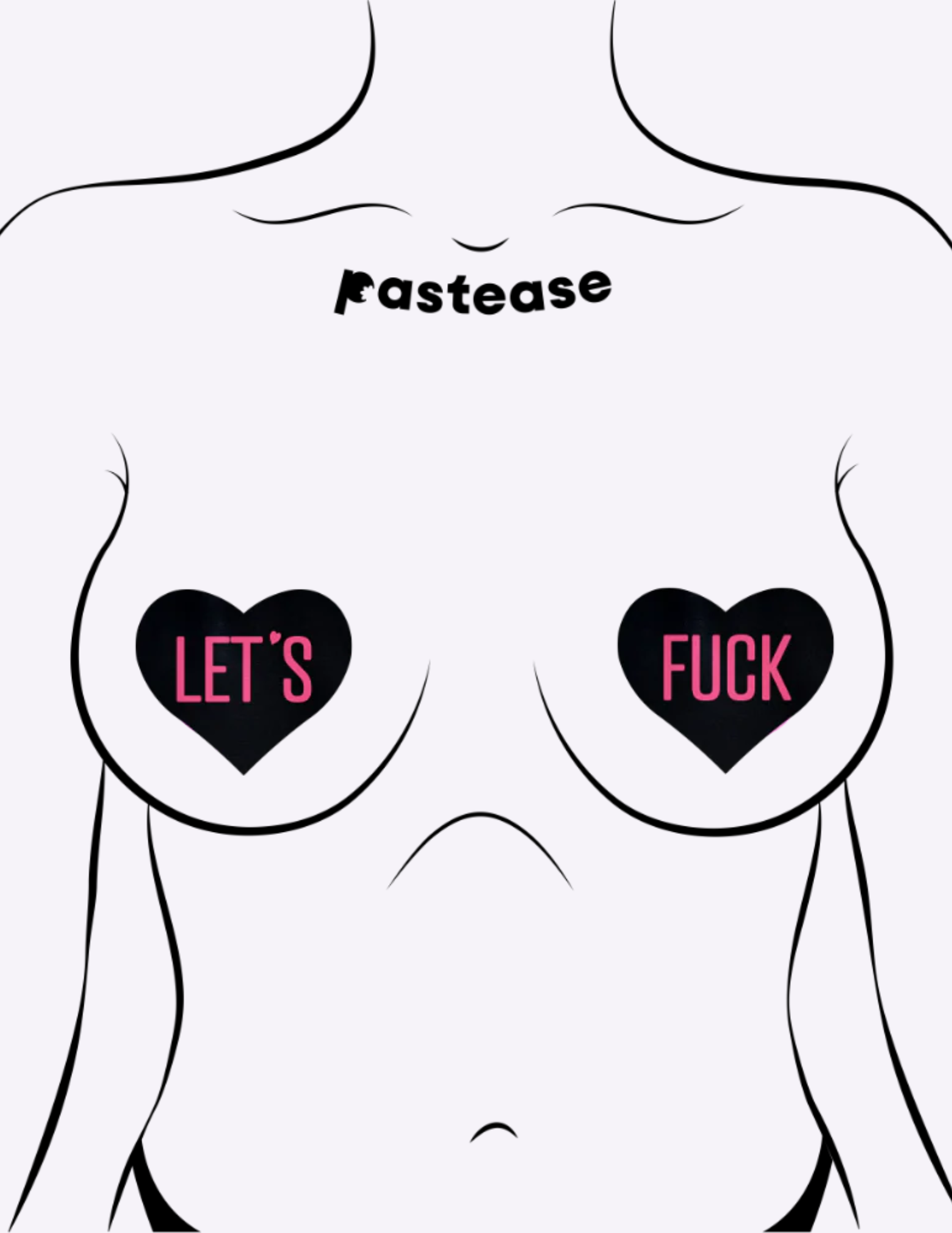 "Let's Fuck" Black Heart Nipple Covers