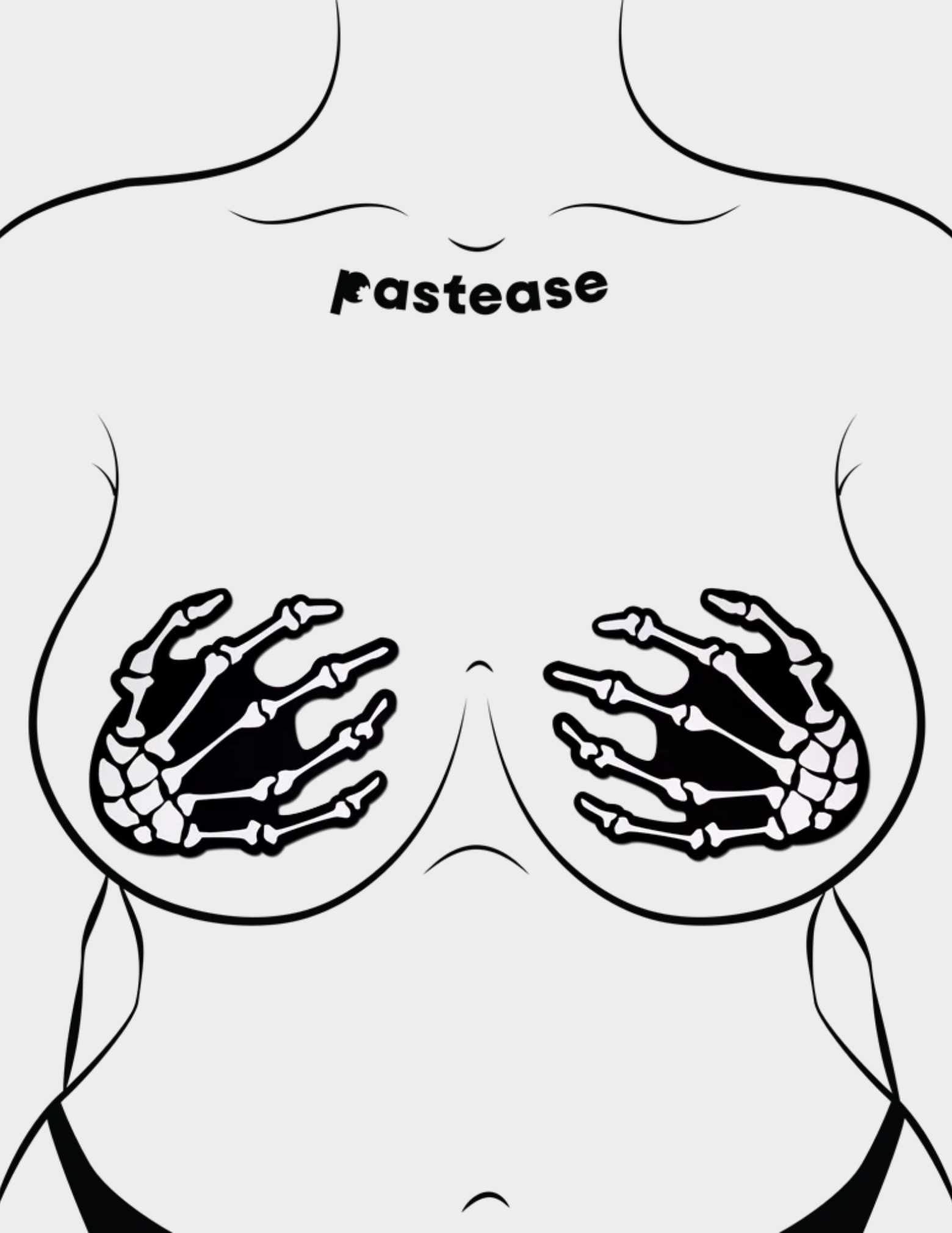 White Boney Skeleton Hands Nipple Covers