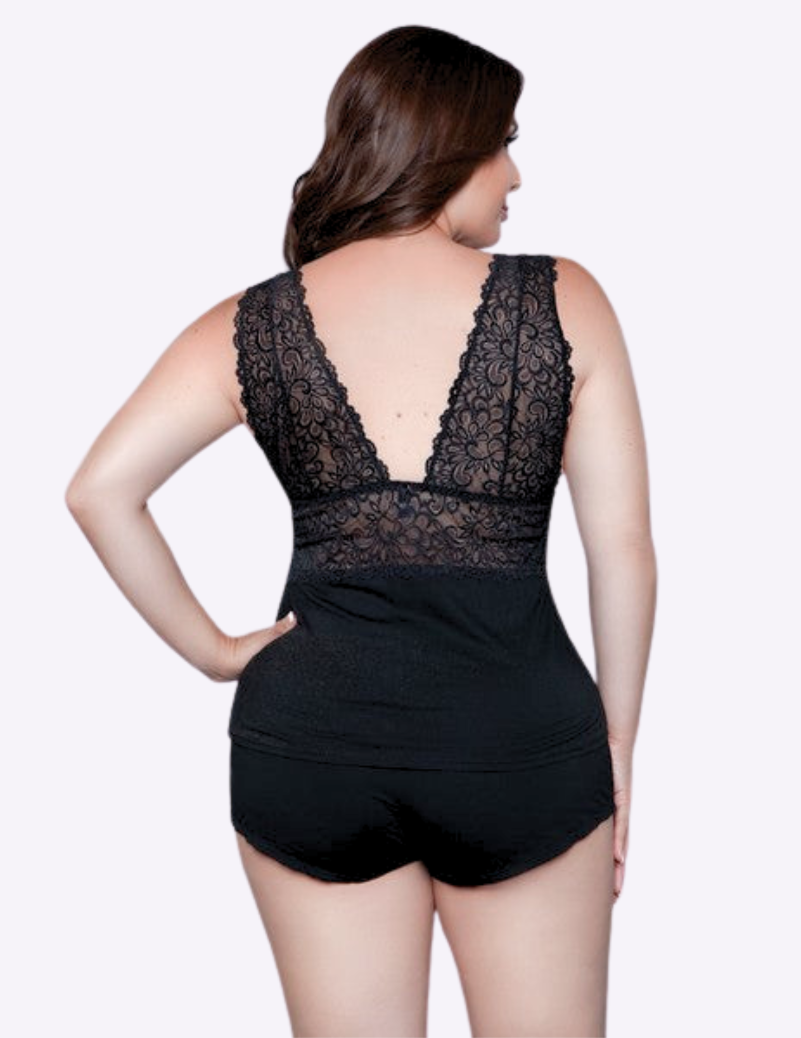 Orian 2 Piece Lace Plunging Neckline PJ Set