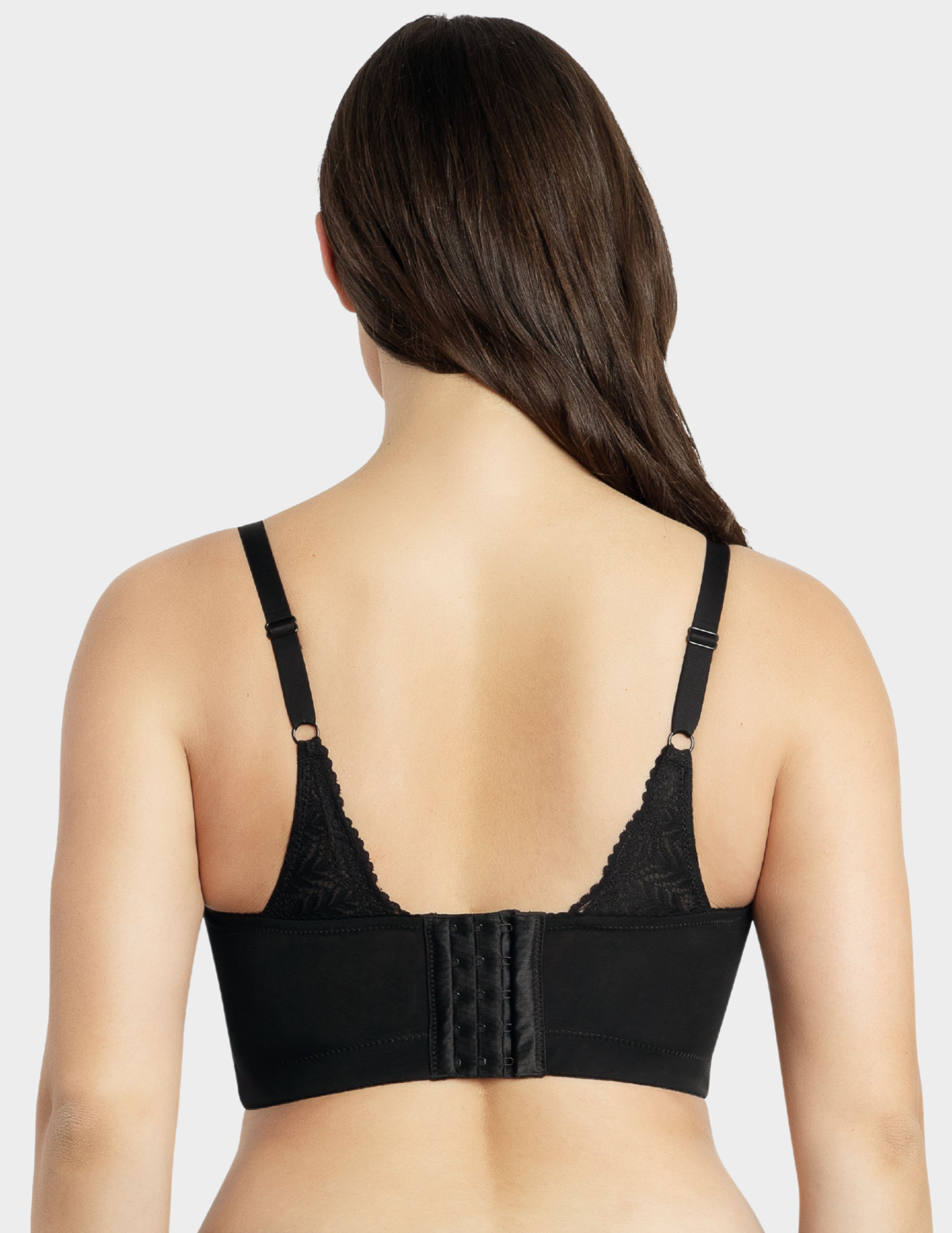 Back view of a model wearing Parfait Mia bralette in Black