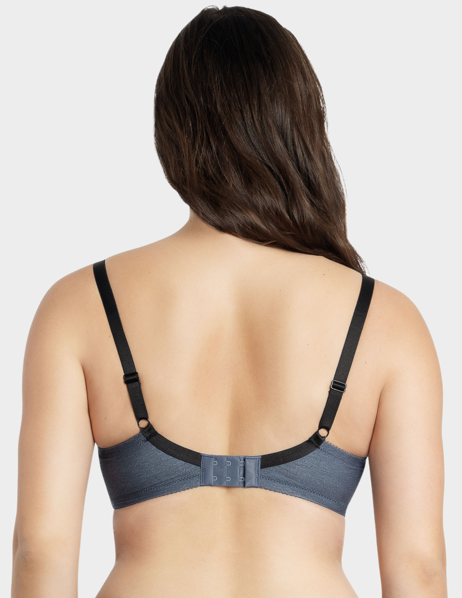 Back view of a model wearing Parfait Casey plunge bra in Dark Denim